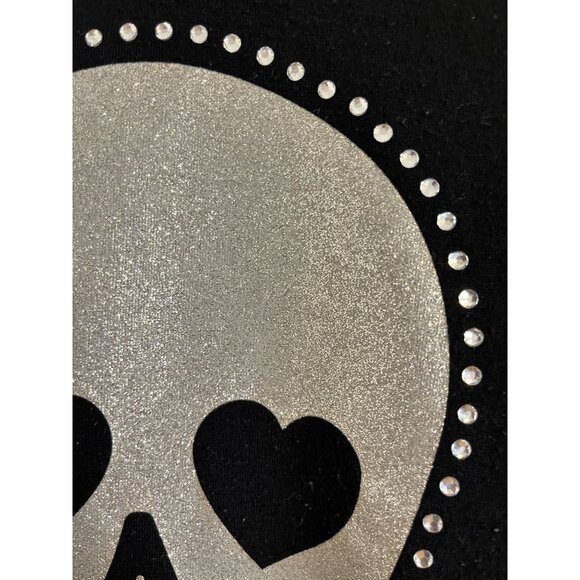 Metallic Glitter Skull Halloween Skeleton Jeweled Neutral Classic Chic Shiny 80s - Picture 4 of 9